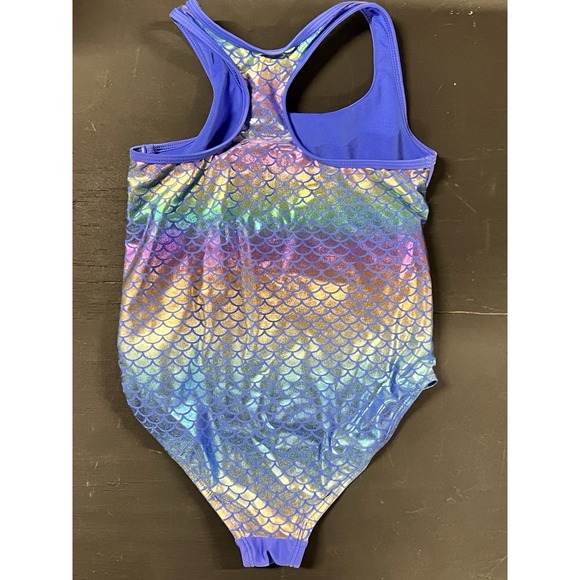 Wonder Nation Girls Mermaid Club One Piece Swimsuit Size‎ Medium Blue Iridescent - Picture 4 of 4